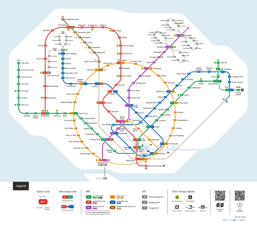แผนที่ระบบรถไฟในสิงคโปร์